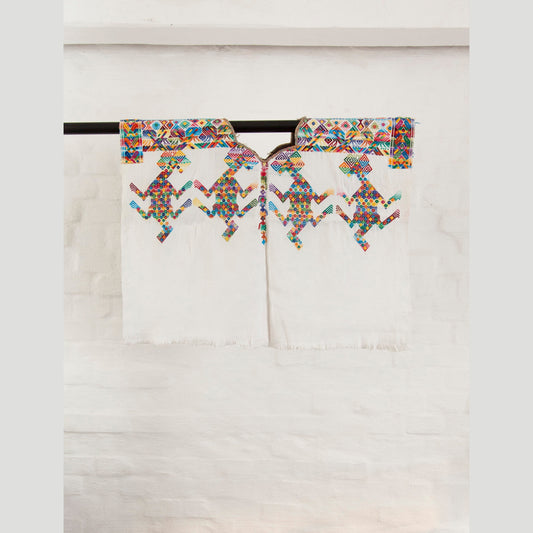 Seltener Stoff, weiß/bunt,100x120cm Unikat aus Guatemala, handgewebt von den Mayafrauen, Nähprojekte, wie Kissen, Westen, Taschen, Accessoir