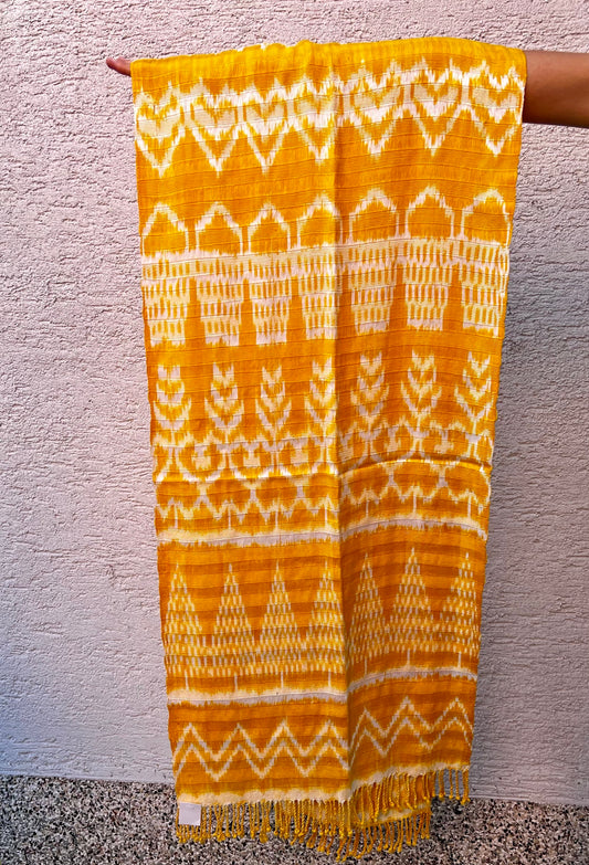 Light Ikat scarf, yellow, 175x25 cm