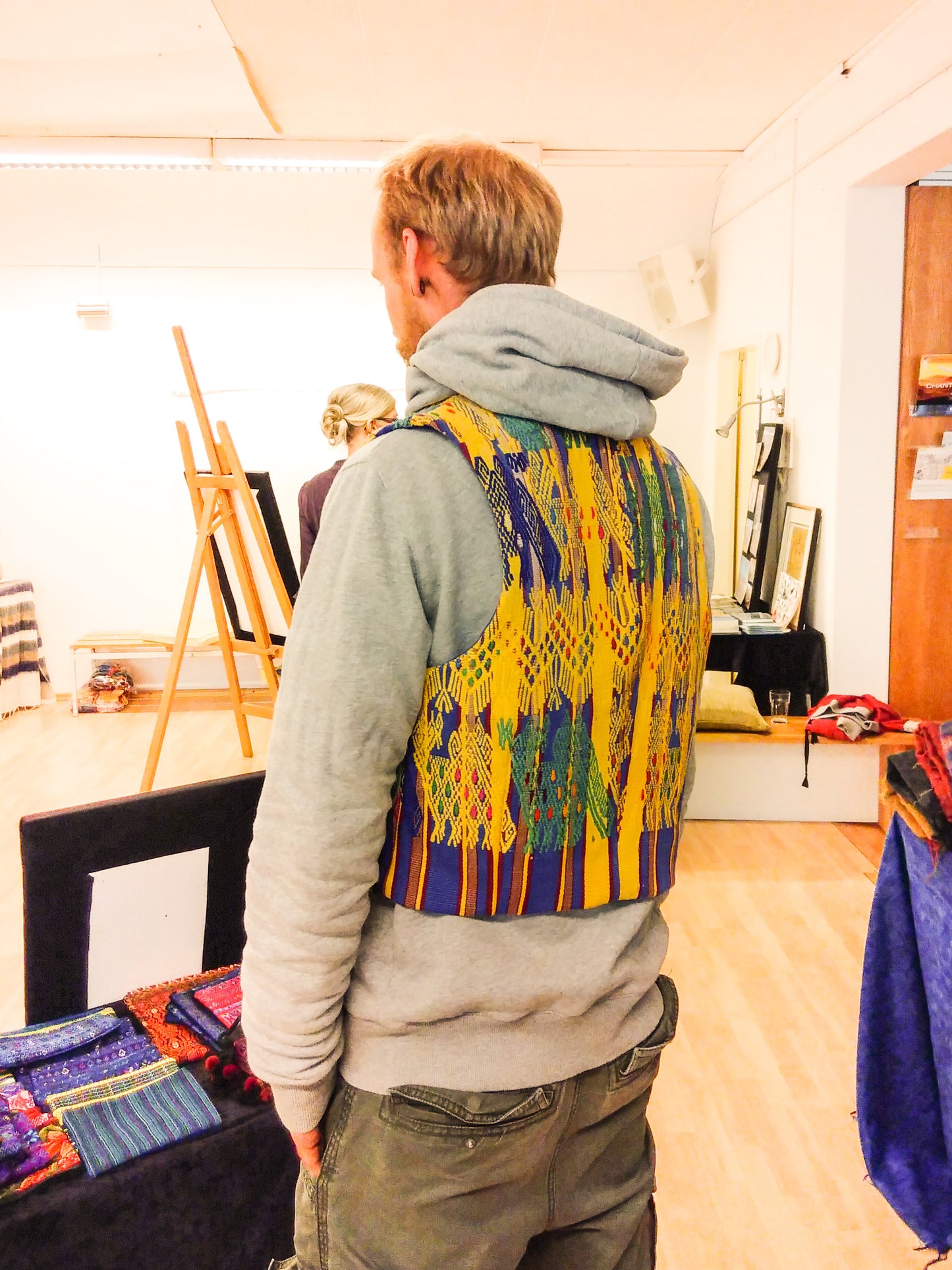 Men's vest, brocade, No.2, unique piece made from hand-woven fabrics, fairly traded