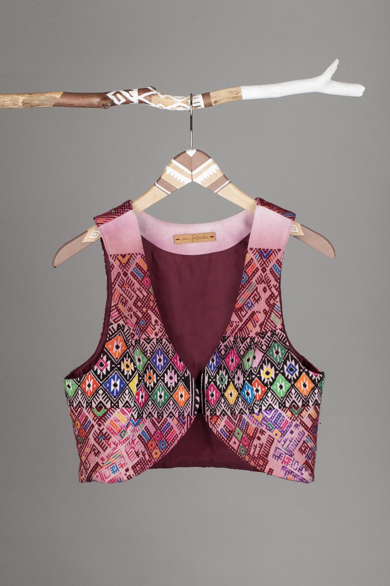Women's vest 'Maryke no. 3 - Amarena', unique - handwoven