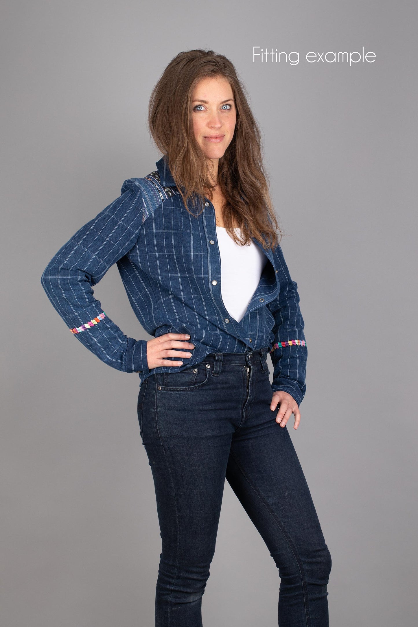 Denim Shirt Woman No.3, jeans shirt for women, unique piece made from hand-woven fabrics, fairly traded
