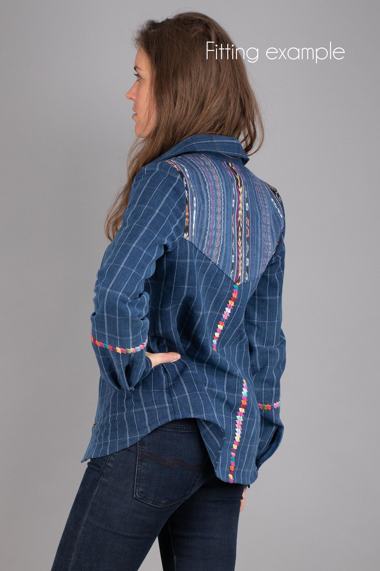 Denim Shirt Woman No.2, jeans shirt for women, unique piece made from hand-woven fabrics, fairly traded