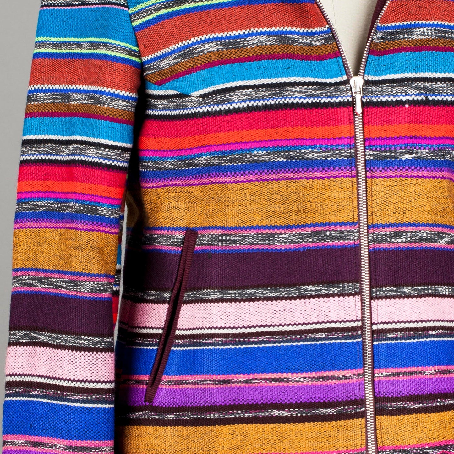 Women's blazer jacket 'No.8' with high collar, colorful stripes, unique piece made from hand-woven fabrics, fairly traded, hand-sewn in Germany