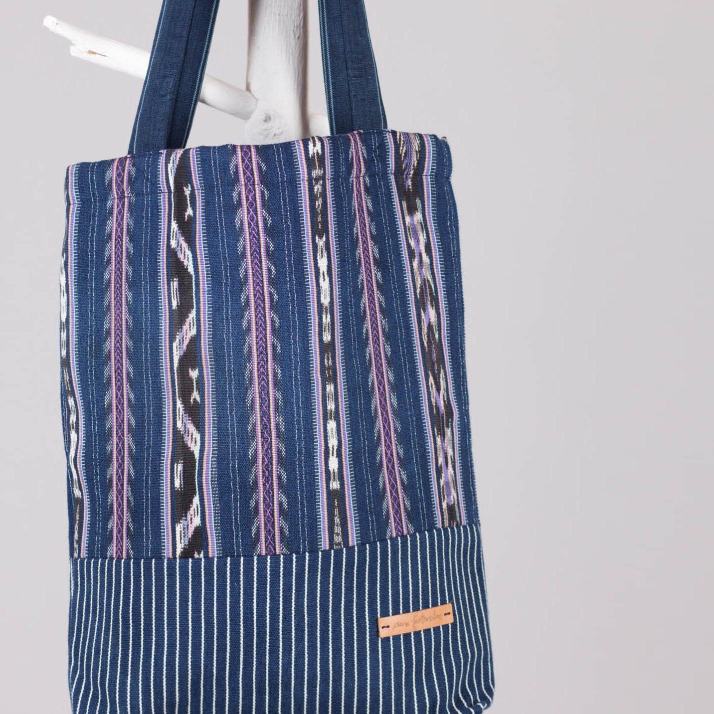 Stable hand-woven bag with inner pocket No.01, UNIKAT, lined, canvas, cotton, jute bag, fabric bag