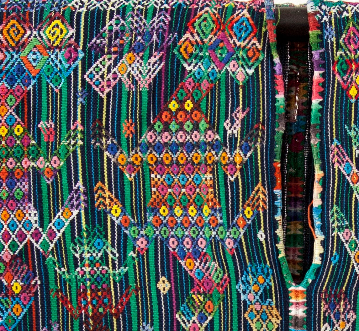 Rare fabric, black/colorful, 100x120cm unique from Guatemala, handwoven by Mayan women, sewing projects such as pillows, vests, bags, accessories