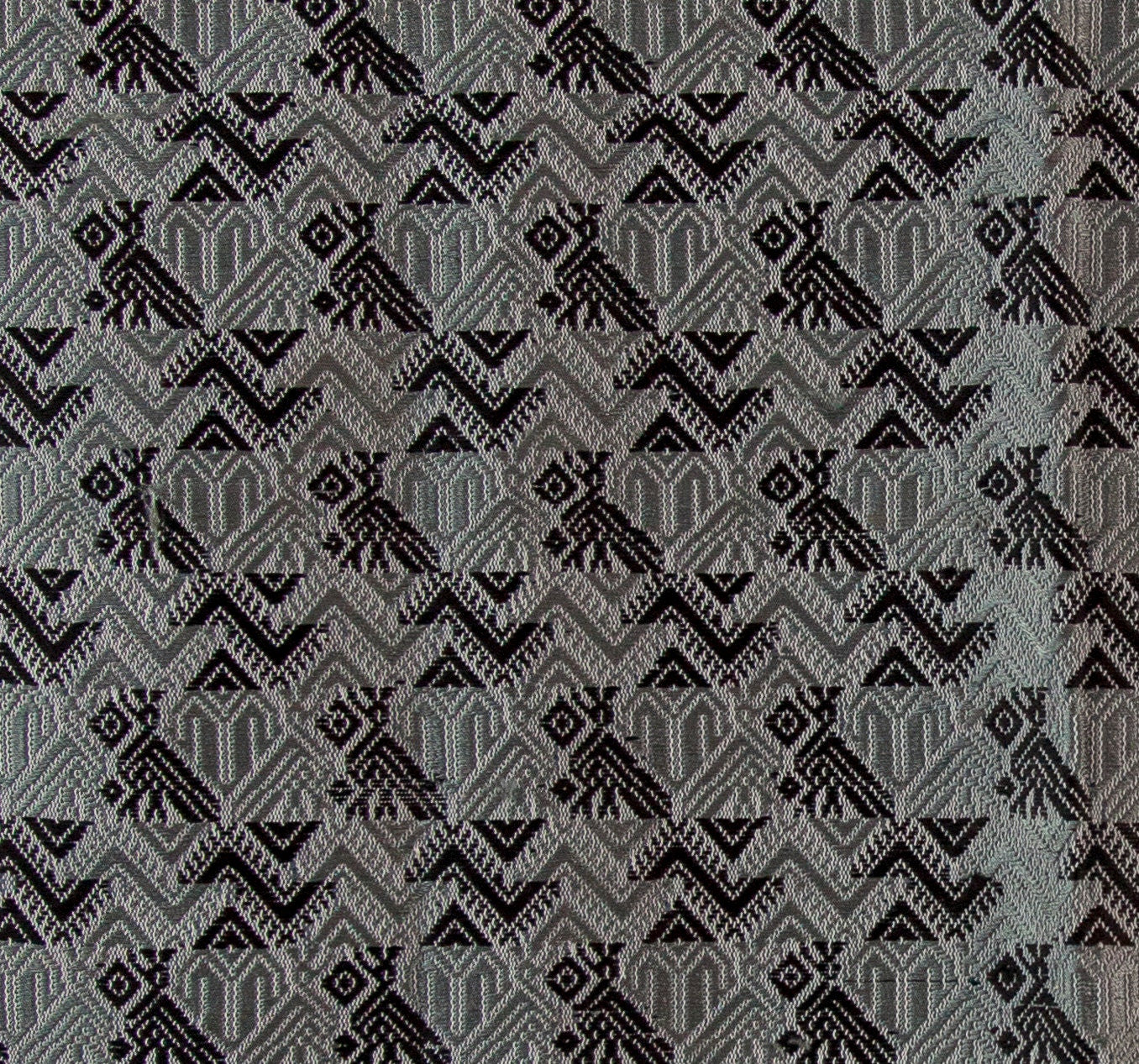 Rare fabric, grey/black, 100x120cm unique from Guatemala, handwoven by Mayan women, sewing projects such as pillows, vests, bags